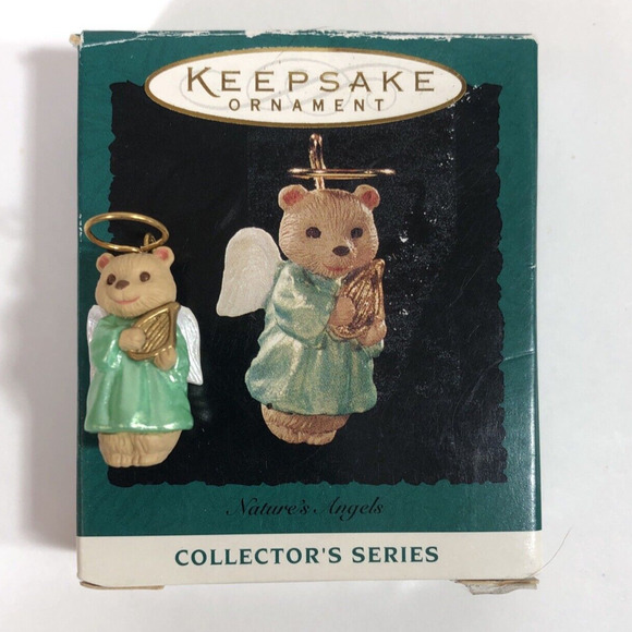 Hallmark Keepsake Miniature Angel Bear Ornament 1995 "Nature's Angels" Vintage - Picture 1 of 11
